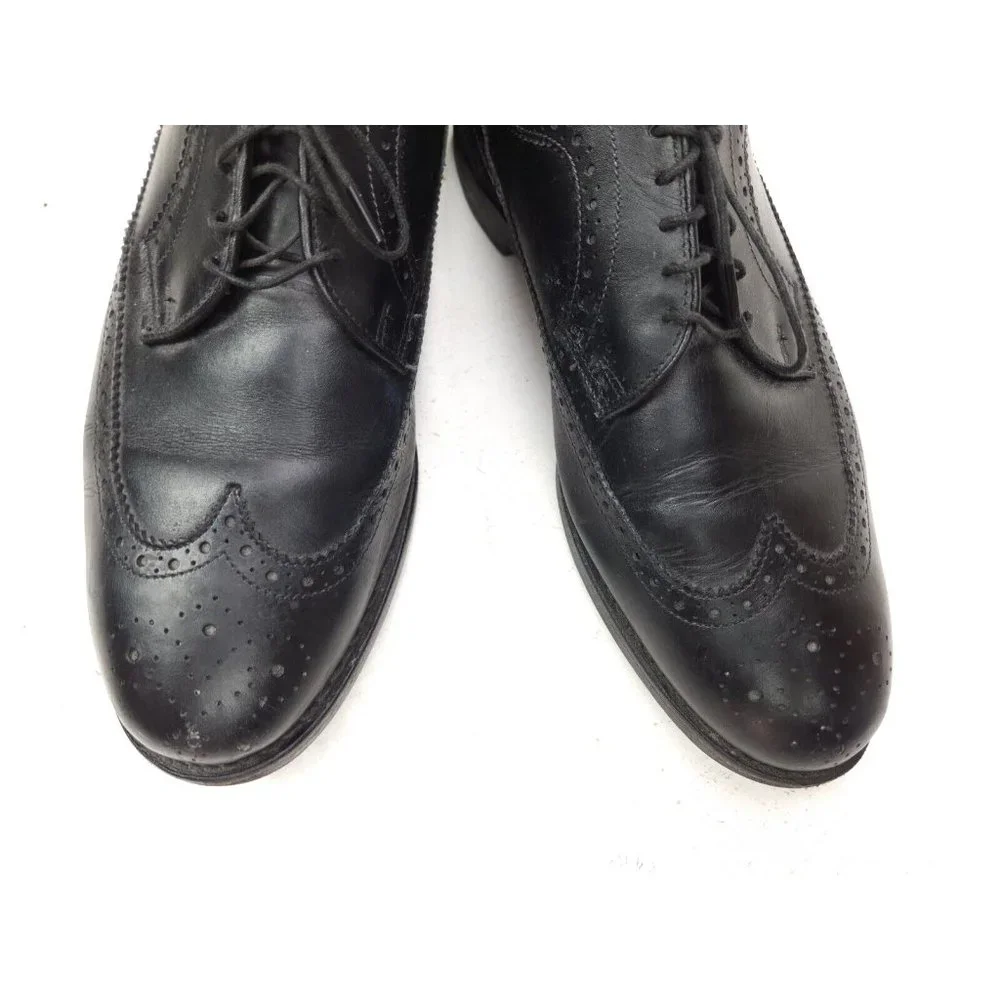 Allen Edmonds Black Brogue Wing Tip Size 10 D Vibram Soles